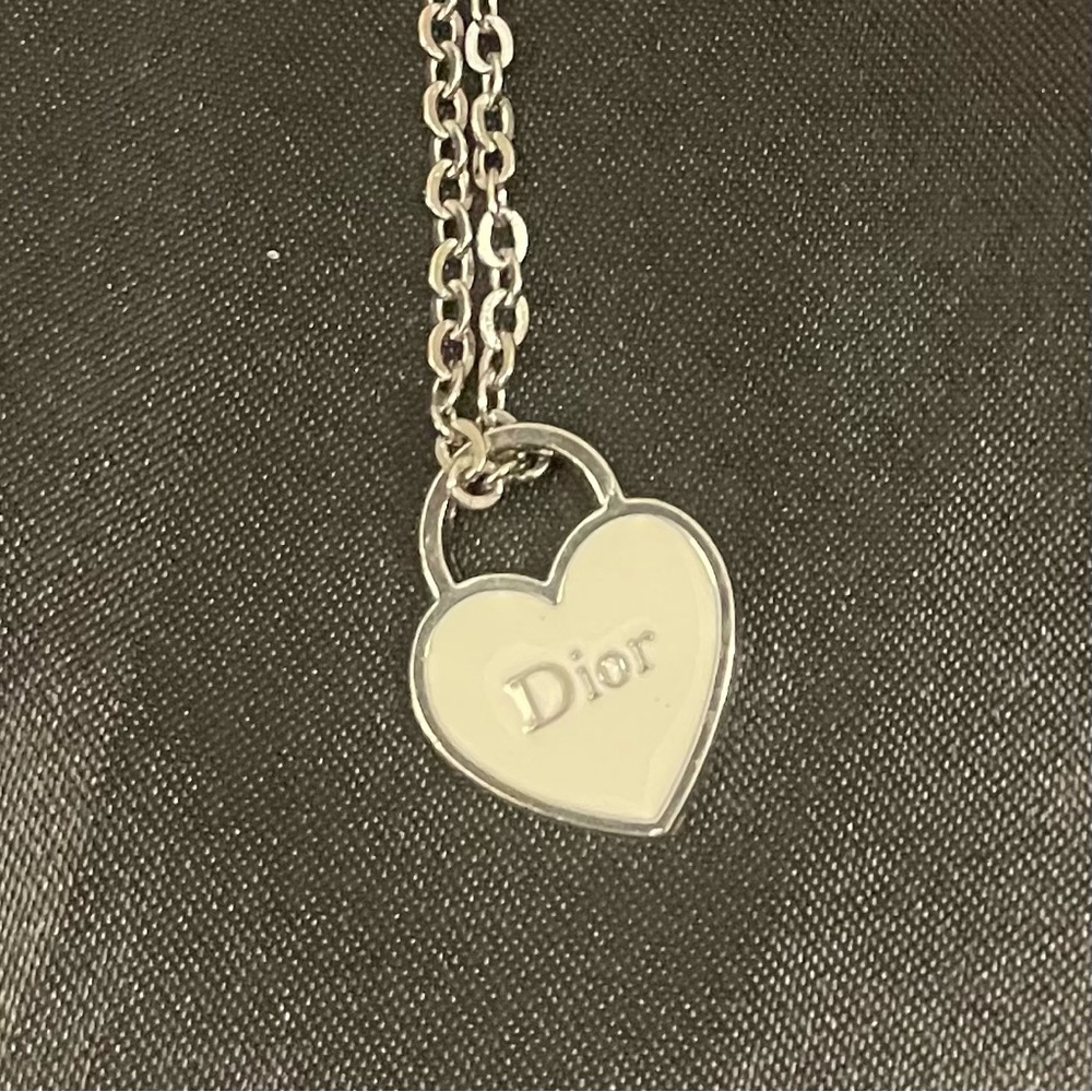 Fashion Inspired Heart Padlock Necklace/Charm with White Enamel and Silver Brand